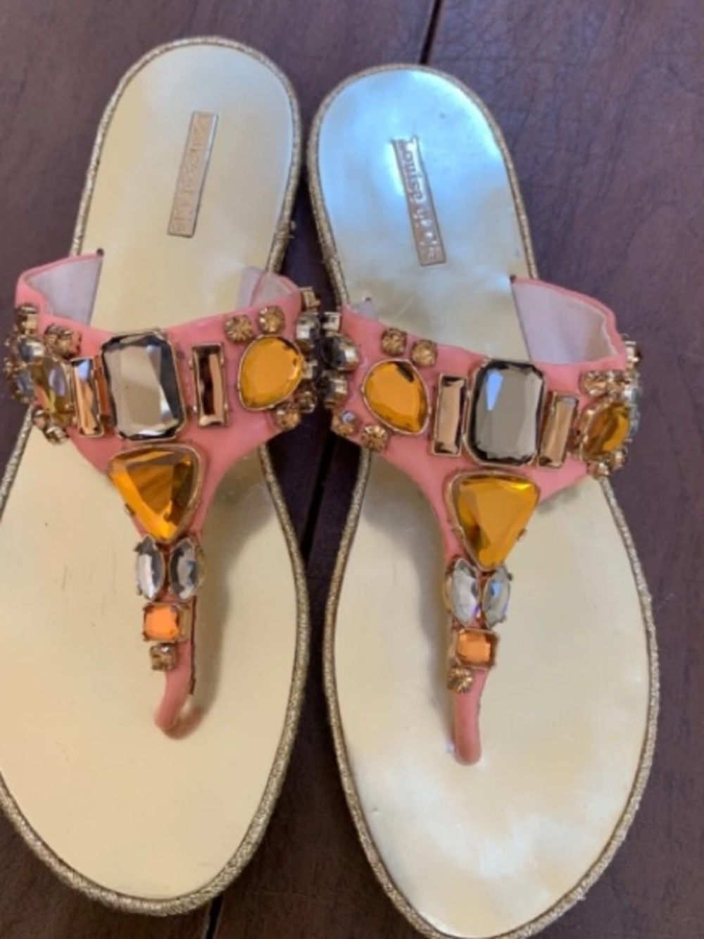 Louise et Cie Orange flats Jeweled Sandals Size 8.5